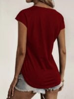 Wholesale Solid Color Zip Lace Panel Casual T-Shirt