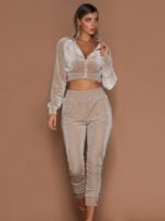 Solid Color Zipper Pullover Two-piece