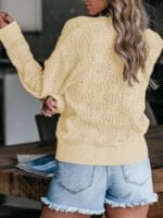 Solid Hollow Surplice Neck Sweater