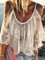 Solid Lace Sheer Sling Top