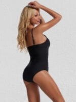 Wholesale Solid Mesh Panel One-Piece Swimsuit