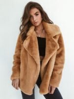 Solid Open Front Teddy Coat