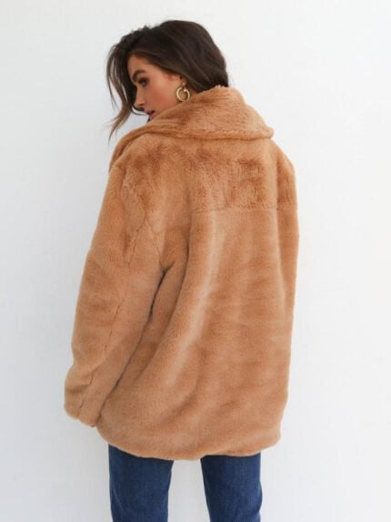 Solid Open Front Teddy Coat