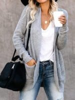 Solid Pocket Side knit cardigan