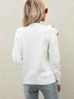 Solid Ruffle Trimed Knit Sweaters