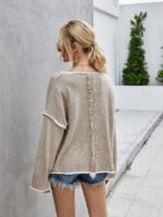 Solid Stitching Round Neck Sweater