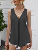 Wholesale Solid V-Neck Loose Casual Tank Top