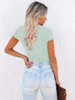 Wholesale Solid V-Neck Skinny Cropped T-Shirt