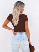 Wholesale Solid V-Neck Skinny Cropped T-Shirt