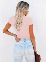 Wholesale Solid V-Neck Skinny Cropped T-Shirt