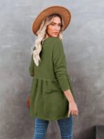 Solid Waffle V-neck Blouse