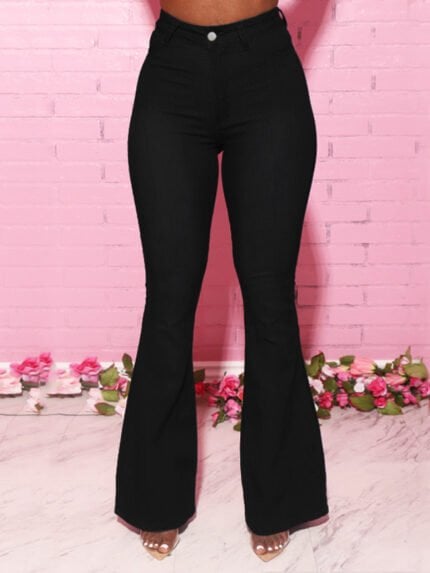 Solid color High-rise flared jeans