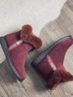 Solid color fleece warm snow boots