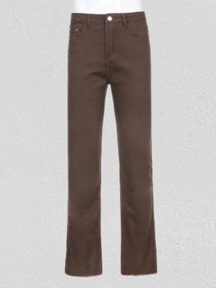 Solid color high waist bootcut trousers