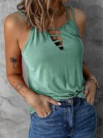 Wholesale Solid color hollow sexy tank top