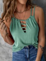 Wholesale Solid color hollow sexy tank top