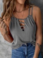 Wholesale Solid color hollow sexy tank top