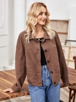 Solid color lapel button jacket