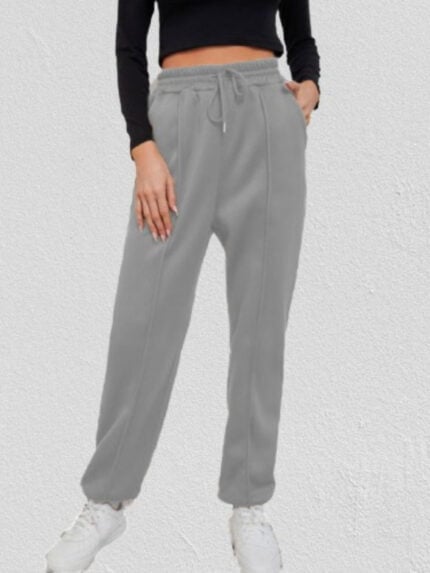 Solid color loose fleece sweatpants