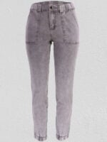 Solid color loose harem denim trousers