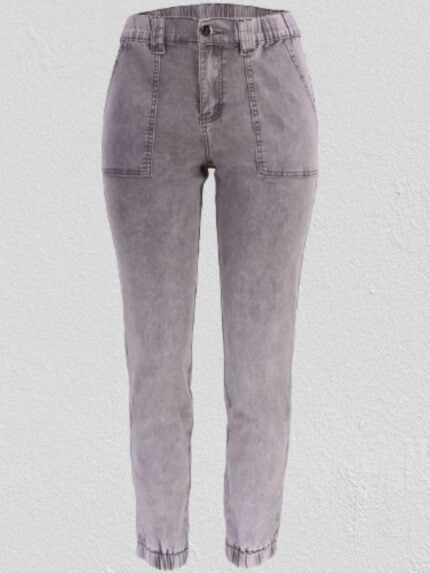 Solid color loose harem denim trousers