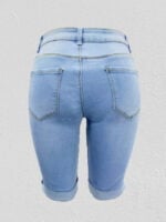 Wholesale Solid color pleated fashion denim shorts