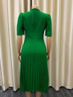 Wholesale Solid color round neck pleated dress