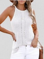 Solid color sleeveless knitted vest