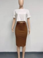 Solid color slim wrap hip skirt