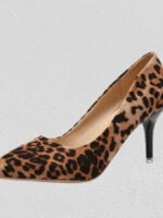 Solid leopard print pointed toe High heel