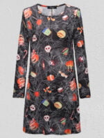 Spider web skull pumpkin print Halloween dress