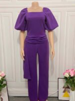 Square Neck Puff Sleeve Jumpsuit