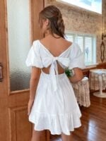 Square Neck Puff Sleeve Sweet Dress