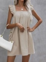 Square Neck Ruffle Sleeveless Dress