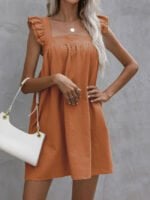 Square Neck Ruffle Sleeveless Dress