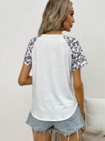 Stitched leopard print T-shirt