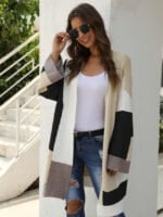 Stitching Multicolor Knitted Cardigan