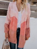 Wholesale Stitching Open Front Knitted Cardigan