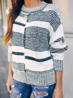 Stitching Pullover Knit Sweater