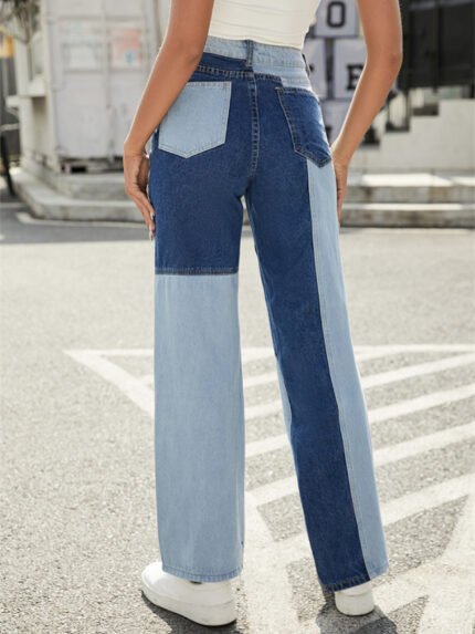 Street Colorblock Straight Jeans