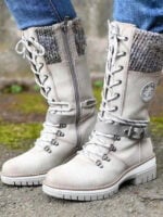 Street Zip Lace Up Panel Boots