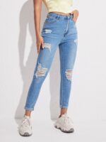 Stretch Shredded Slim Skinny Jeans