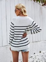 Striped Button Front Knit Sweater