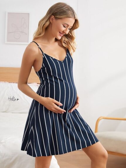 Striped Casual Sling Maternity Dress