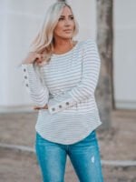 Striped panel long-sleeve T-shirt