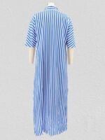 Wholesale Striped Lapel Long Shirt Dress