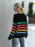 Striped Pattern Drop Shoulder Sweater