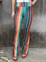 Striped Print Skinny Casual Flare Pants