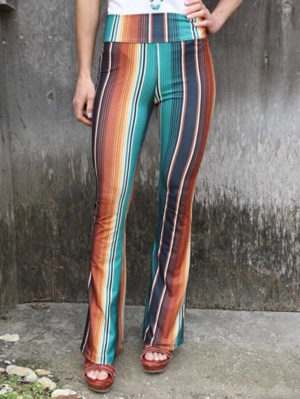 Striped Print Skinny Casual Flare Pants