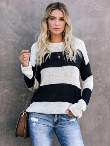 Striped Pullover Knitted Sweater